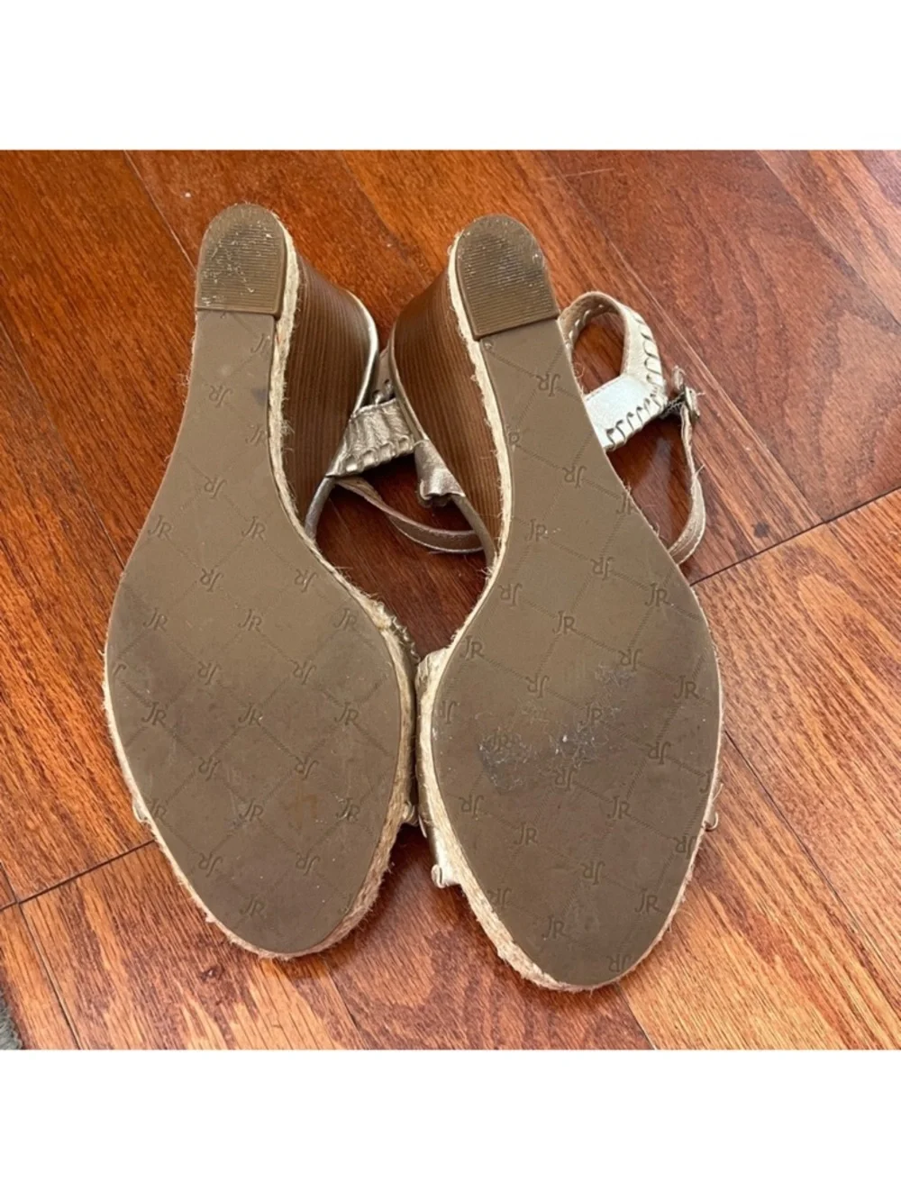 Gold Jack Roger’s Wedge Sandals with Decorative Medallion size 9